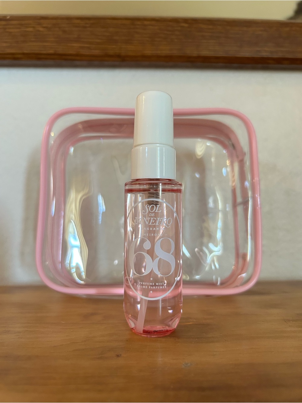 Sol de Janeiro Pink 68 Perfume Mist Spray Bottle + Transparent Makeup Case